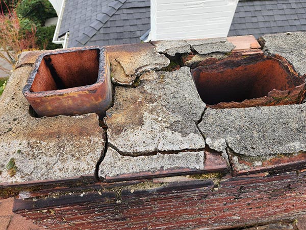 Most common damage to chimney